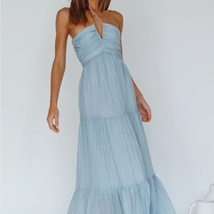Asiah halterneck maxi dress light blue